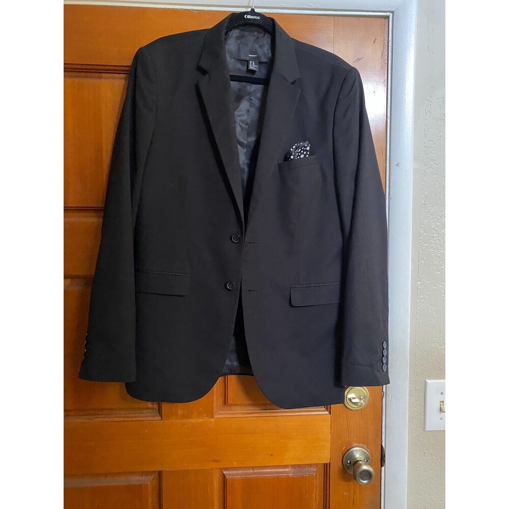 H & M Mens Poly Blend 2 Button Sport Coat SZ 42R Regular Fit/Black